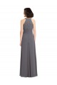 Long Sleeveless Soft Chiffon & Lace Stormy Silver A-Line Bridesmaid Dress Newcastle