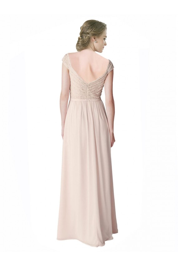 Long Cap Sleeves Soft Chiffon & Lace Mint Green A-Line Bridesmaid Dress Newcastle