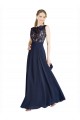 Long Sleeveless Soft Chiffon & Lace Dark Navy A-Line Prom Dress / Bridesmaid Dress Newcastle