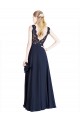 Long Sleeveless Soft Chiffon & Lace Dark Navy A-Line Prom Dress / Bridesmaid Dress Newcastle