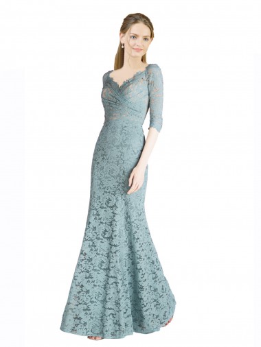 Long Half Sleeves Lace A-Line Prom Dress / Bridesmaid Dress Newcastle