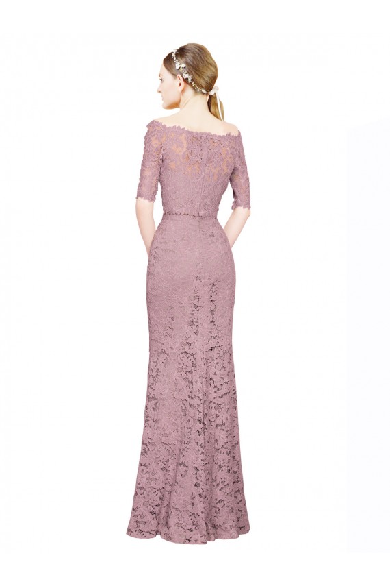 Short Sleeves Long Lace Mermaid Prom Dress / Bridesmaid Dress Newcastle