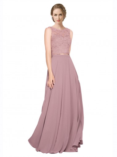 Long Sleeveless Soft Chiffon & Lace A-Line Black Tie Prom Dress / Bridesmaid Dress Newcastle