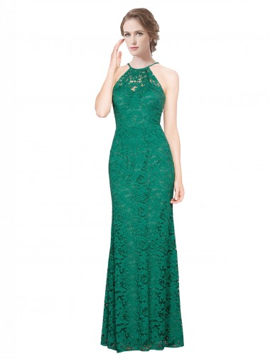 Long Sleeveless Lace Dark Green Mermaid Prom Dress / Bridesmaid Dress Newcastle