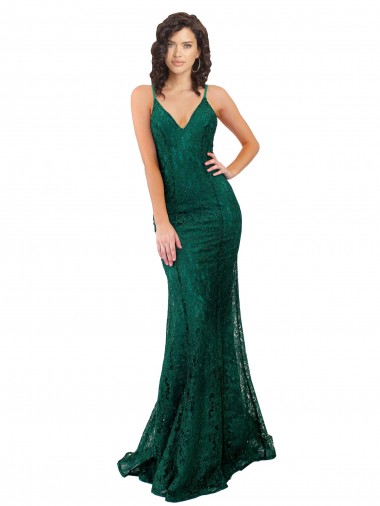 Long Sleeveless Lace Dark Green Mermaid Black Tie Evening Gown / Prom Dress / Bridesmaid Dress Newcastle