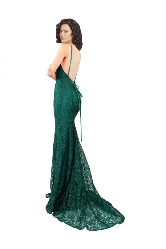 Long Sleeveless Lace Dark Green Mermaid Black Tie Evening Gown / Prom Dress / Bridesmaid Dress Newcastle