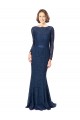 Sweep Train Long Sleeves Lace Dark Navy Mermaid, Sheath Bridesmaid Dress Newcastle