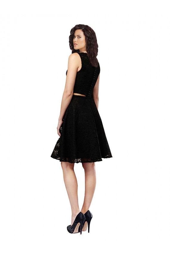 Knee Length Sleeveless Lace Black A-Line Bridesmaid Dress Newcastle