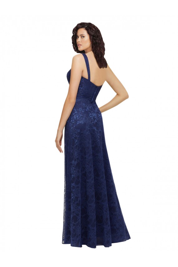 Long Sleeveless Lace Dark Navy A-Line Bridesmaid Dress Newcastle