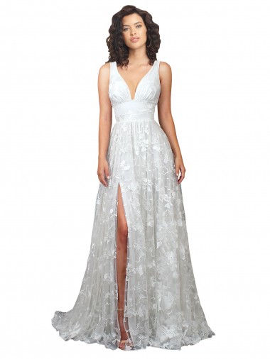 Chapel Train Sleeveless Lace Off White A-Line Wedding Dress Newcastle