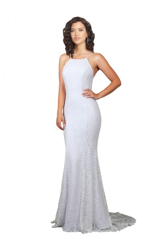 Sweep Train Sleeveless Lace White Mermaid Wedding Dress Newcastle