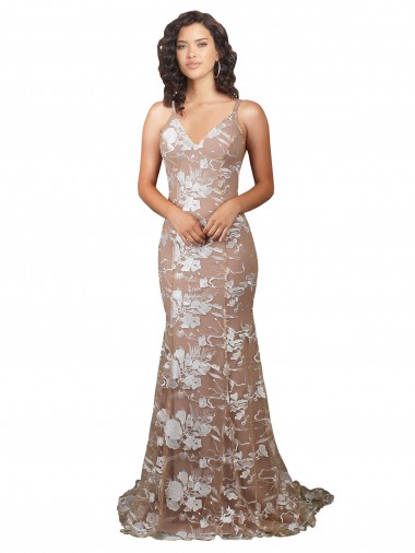 Sweep Train Sleeveless Lace Champagne V-Neck Mermaid Wedding Dress Newcastle