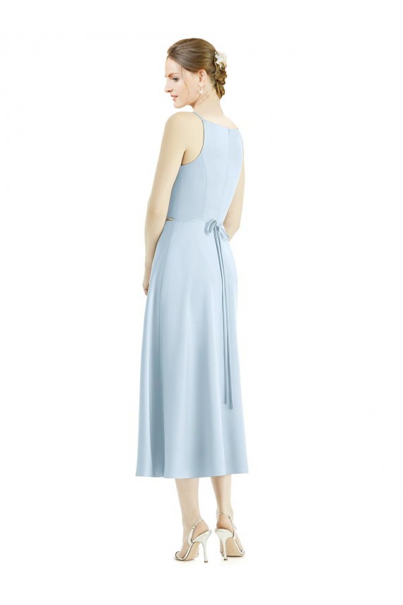 Tea Length Sleeveless Satin Light Sky Blue A-Line Bridesmaid Dress Newcastle