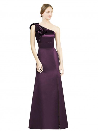 Long Sleeveless Satin Grape Mermaid Bridesmaid Dress Newcastle
