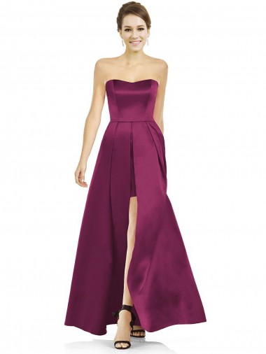 Long Sleeveless Satin Merlot A-Line Bridesmaid Dress Newcastle