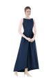 Long Sleeveless Satin Dark Navy A-Line High Low Bridesmaid Dress Newcastle