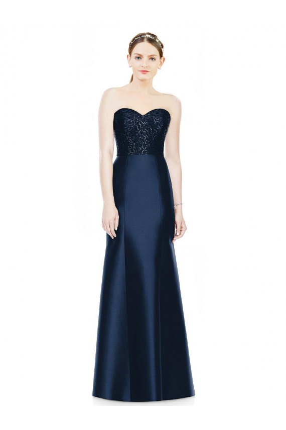 Long Sleeveless Satin Dark Navy Mermaid Evening Dress / Bridesmaid Dress Newcastle