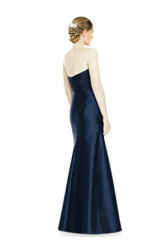 Long Sleeveless Satin Dark Navy Mermaid Evening Dress / Bridesmaid Dress Newcastle