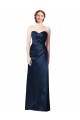 Long Sleeveless Satin Dark Navy A-Line Bridesmaid Dress Newcastle