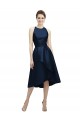 Tea Length Sleeveless Satin Dark Navy A-Line High Low Bridesmaid Dress Newcastle
