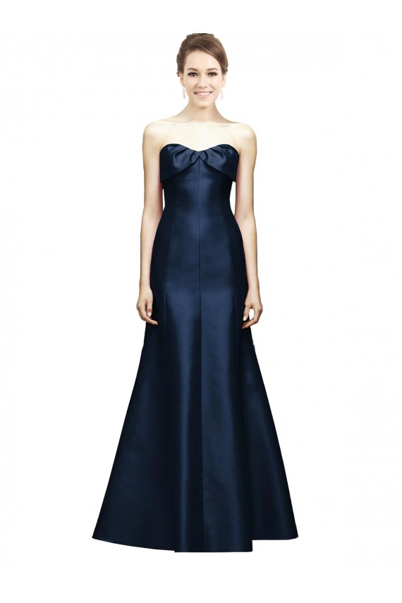 Long Sleeveless Satin Dark Navy Mermaid Bridesmaid Dress Newcastle