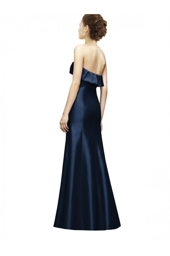 Long Sleeveless Satin Dark Navy Mermaid Bridesmaid Dress Newcastle