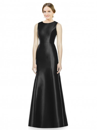 Long Sleeveless Satin Black Mermaid Bridesmaid Dress Newcastle