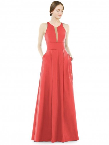 Long Sleeveless Satin Firecracker A-Line Bridesmaid Dress Newcastle