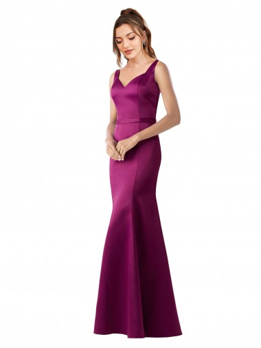 Long Sleeveless Satin Merlot Sheath Black Tie Evening Gown / Prom Dress / Bridesmaid Dress Newcastle
