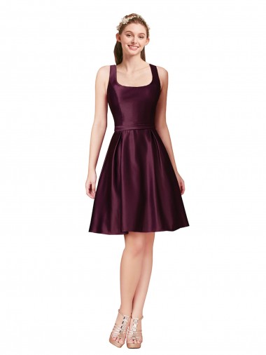 Knee Length Sleeveless Satin A-Line Prom Dress / Bridesmaid Dress Newcastle