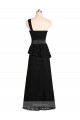 Long Sleeveless Satin Black One Shoulder Mermaid Bridesmaid Dress Newcastle
