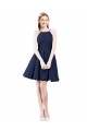Knee Length Sleeveless Satin Dark Navy Halter Neck A-Line Bridesmaid Gown Newcastle