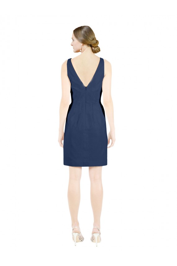 Knee Length Sleeveless Satin Dark Navy A-Line Evening Gown / Bridesmaid Dress Newcastle