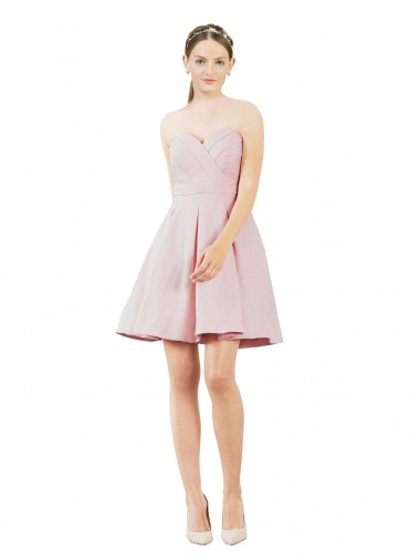 Knee Length Sleeveless Satin Pink A-Line Evening Gown / Bridesmaid Dress Newcastle