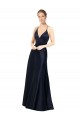 Long Sleeveless Satin Dark Navy A-Line Prom Dress / Bridal Party Dress Newcastle