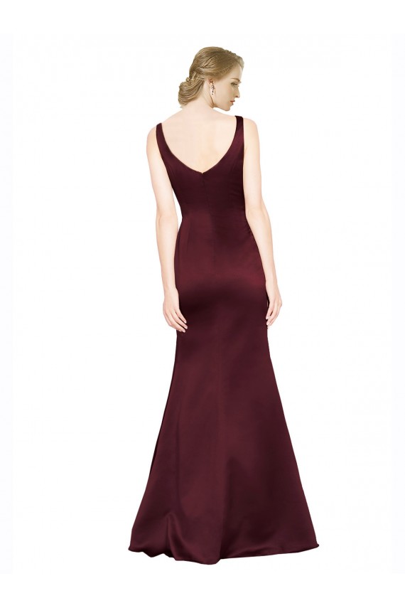 Long Sleeveless Satin Burgundy A-Line Black Tie Evening Gown / Prom Dress / Bridesmaid Dress Newcastle