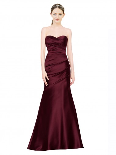 Long Sleeveless Satin Burgundy Mermaid Formal Evening Gown / Prom Dress / Bridesmaid Dress Newcastle