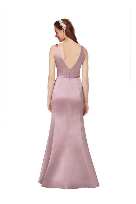 Long Sleeveless Satin Burgundy Sheath Formal Evening Gown / Prom Dress / Bridesmaid Dress Newcastle