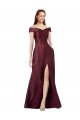 Long Cap Sleeves Satin Burgundy Gold A-Line Black Tie Evening Gown / Prom Dress / Bridesmaid Dress Newcastle