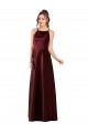 Long Sleeveless Satin Burgundy Gold A-Line Prom Dress / Bridesmaid Dress Newcastle