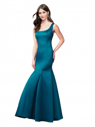 Long Sleeveless Satin Peacock Blue Mermaid Prom Dress / Bridesmaid Dress Newcastle