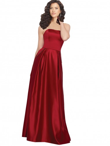 Long Sleeveless Satin Dark Red A-Line Prom Dress / Bridesmaid Dress Newcastle