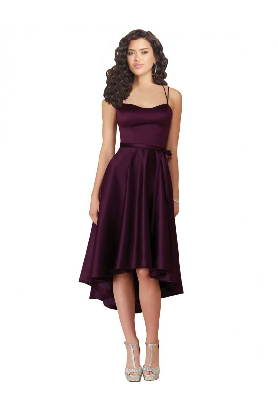 Short Sleeveless Satin Grape A-Line High Low Prom Dress / Bridesmaid Dress Newcastle