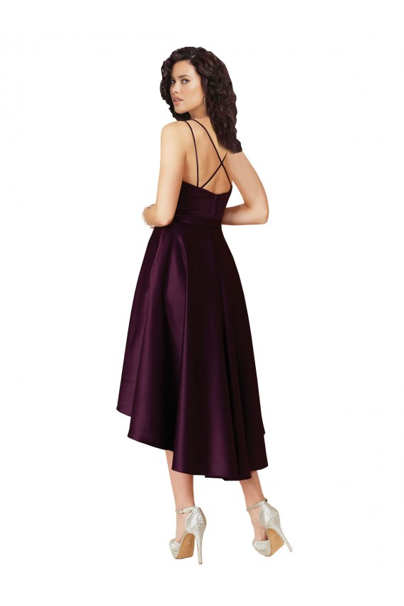 Short Sleeveless Satin Grape A-Line High Low Prom Dress / Bridesmaid Dress Newcastle