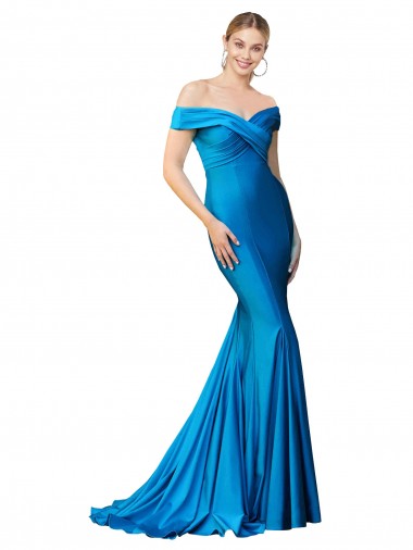 Long Sleeveless Satin Peacock Blue Mermaid Formal Evening Gown / Prom Dress / Bridesmaid Dress Newcastle