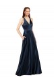 Long Sleeveless Satin Dark Navy A-Line Formal Evening Gown / Prom Dress / Bridesmaid Dress Newcastle