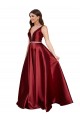 Long Sleeveless Satin Burgundy A-Line Formal Plus Size Evening Gown / Prom Dress / Bridesmaid Dress Newcastle