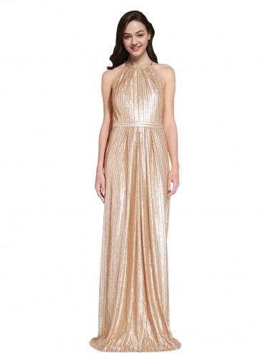 Long Sleeveless Sequin Gold Sheath Formal Evening Gown / Prom Dress / Bridesmaid Dress Newcastle