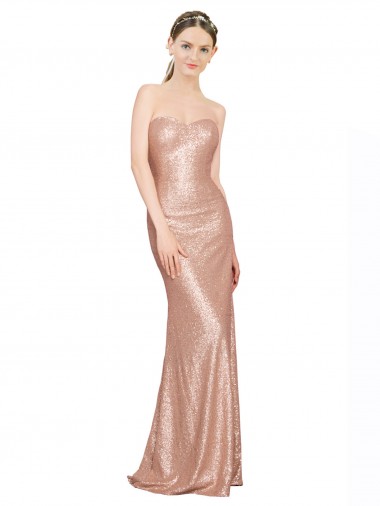 Long Sleeveless Sequin Rose Gold A-Line Formal Evening Gown / Prom Dress / Bridesmaid Dress Newcastle