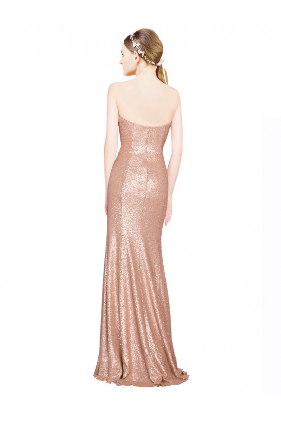 Long Sleeveless Sequin Rose Gold A-Line Formal Evening Gown / Prom Dress / Bridesmaid Dress Newcastle